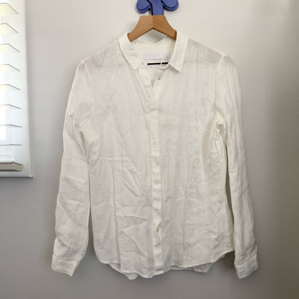 White Label‎ White Company US 8 NEW Classic 100% Linen Shirt White